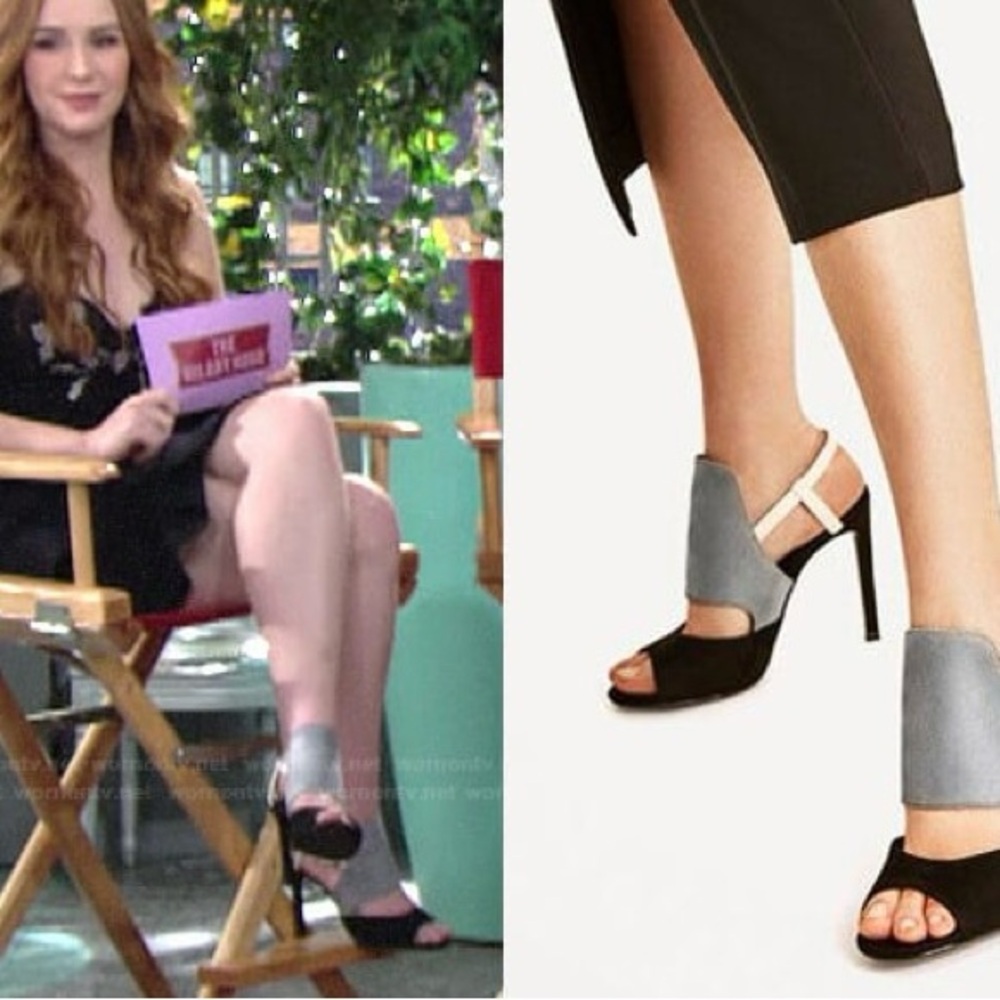 VIRAL SOLD OUT Zara Basic Black and Gray High Heel stiletto pumps leather block - Picture 2 of 10